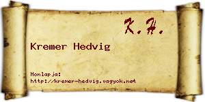 Kremer Hedvig névjegykártya